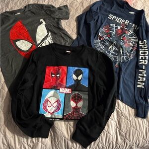 Marvel Kids Long Sleeve Tees - Black, Gray, Blue
